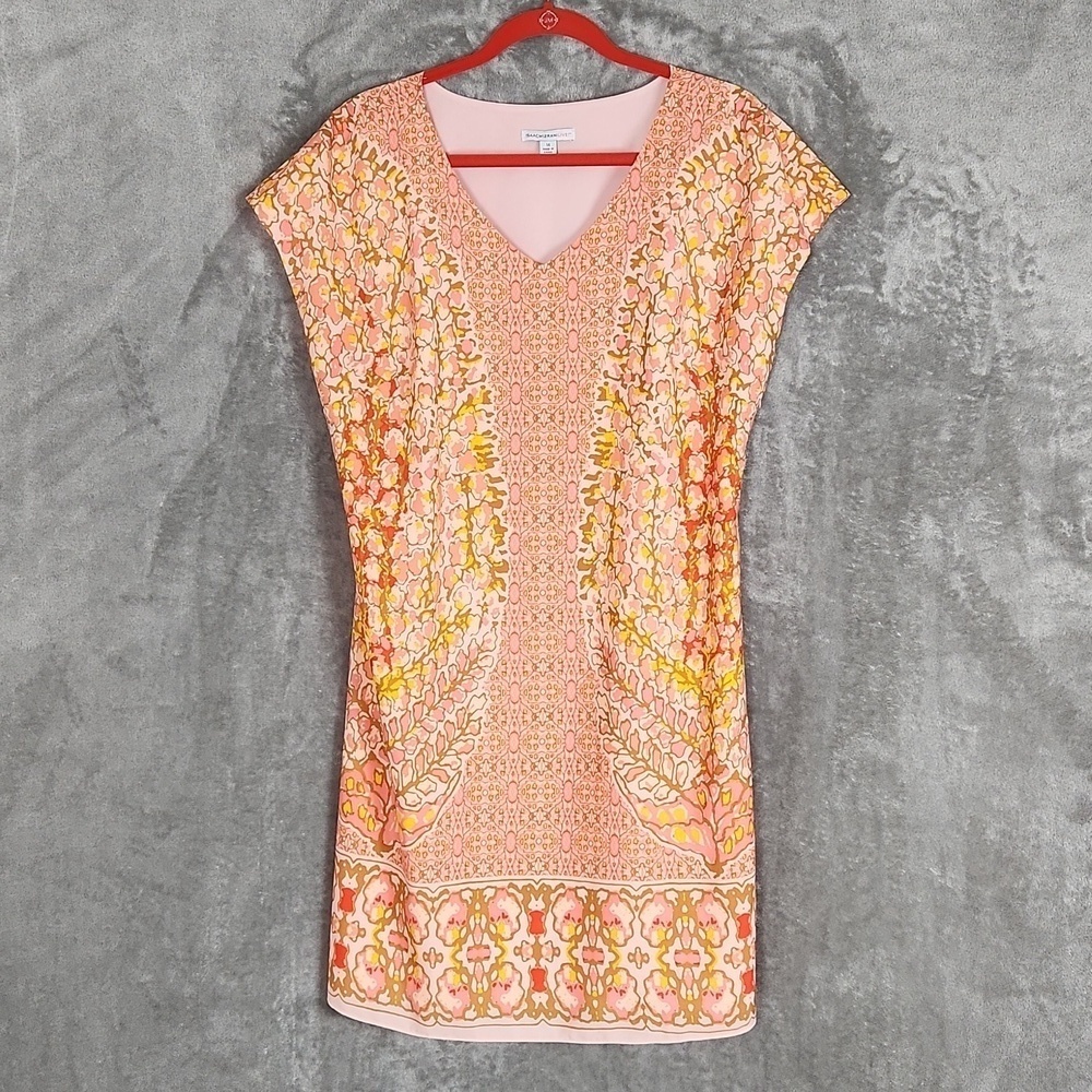 IzaacMizarahi Pink and orange print dress. - Picture 2 of 13